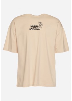 Beżowa Koszulka Bawełniana Oversize z Nadrukiem z Przodu i na Plecach Mannesha ze sklepu Born2be Odzież w kategorii T-shirty męskie - zdjęcie 171996273