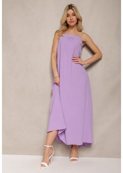 Fioletowa Sukienka z Regulowanymi Ramiączkami i Wiązaniem przy Szyi Qloenma ze sklepu Renee odzież w kategorii Sukienki - zdjęcie 171996704