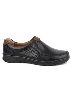 Buty męskie skórzane casual wsuwane 58KAM licowe czarne ze sklepu butyolivier w kategorii Półbuty męskie - zdjęcie 171997923