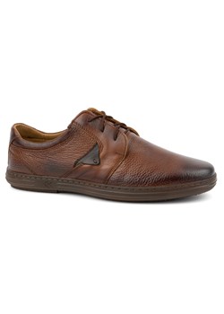 Buty męskie skórzane krótkie sznurowane 7061DT brązowe ze sklepu butyolivier w kategorii Półbuty męskie - zdjęcie 171998170