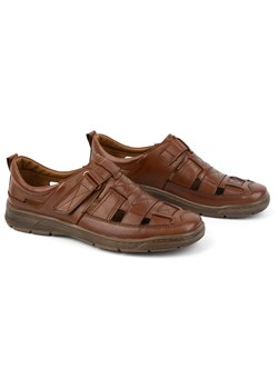 Buty męskie skórzane na rzep wsuwane 85KAM brązowe ze sklepu butyolivier w kategorii Półbuty męskie - zdjęcie 171998464