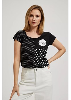 Bluzka ze wzorem koropek i krótkimi rękawami biała ze sklepu Moodo.pl w kategorii Bluzki damskie - zdjęcie 171999411