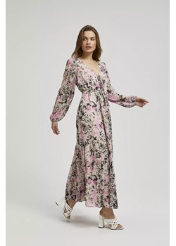 Sukienka maxi z kwiatowym wzorem szara ze sklepu Moodo.pl w kategorii Sukienki - zdjęcie 171999792