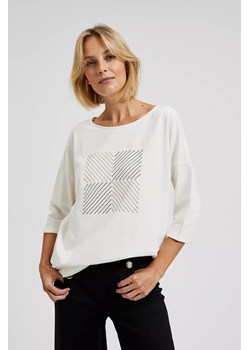 Bluza z rękawami 3/4 biała ze sklepu Moodo.pl w kategorii Bluzy damskie - zdjęcie 172000291