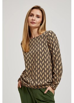 Wzorzysta koszula o prostym fasonie beżowa ze sklepu Moodo.pl w kategorii Bluzki damskie - zdjęcie 172001141