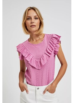 Bluzka z falbaną różowa ze sklepu Moodo.pl w kategorii Bluzki damskie - zdjęcie 172001201