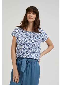 Wzorzysta bluzka z krótkimi rękawami biała ze sklepu Moodo.pl w kategorii Bluzki damskie - zdjęcie 172001333