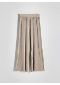 Reserved - Plisowane spodnie wide leg - beżowy ze sklepu Reserved w kategorii Spodnie damskie - zdjęcie 172001873