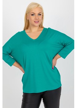 Turkusowa luźna bluzka plus size basic z wiskozy ze sklepu 5.10.15 w kategorii Bluzki damskie - zdjęcie 172002732