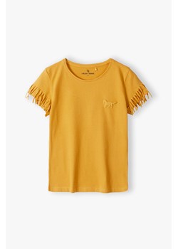 Żółta koszulka dziewczęca z frędzlami przy rękawach ze sklepu 5.10.15 w kategorii Bluzki dziewczęce - zdjęcie 172002752