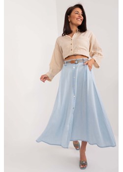 Niebieska damska spódnica midi z kieszeniami ze sklepu 5.10.15 w kategorii Spódnice - zdjęcie 172002770