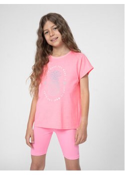 4F T-Shirt 4FJSS23TTSHF398 Różowy Regular Fit ze sklepu MODIVO w kategorii Bluzki dziewczęce - zdjęcie 172003193