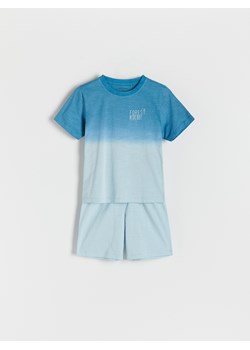 Reserved - Bawełniana piżama z szortami - jasnoniebieski ze sklepu Reserved w kategorii Piżamy dziecięce - zdjęcie 172003510