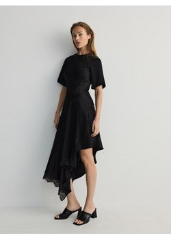 Reserved - Sukienka midi z wiskozą - czarny ze sklepu Reserved w kategorii Sukienki - zdjęcie 172003614
