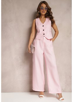 Różowe Spodnie Szerokie Garniturowe High Waist Tamarixia ze sklepu Renee odzież w kategorii Spodnie damskie - zdjęcie 172004642