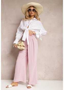 Różowe Spodnie Kuloty High Waist z Gumką w Talii Lipadre ze sklepu Renee odzież w kategorii Spodnie damskie - zdjęcie 172004662