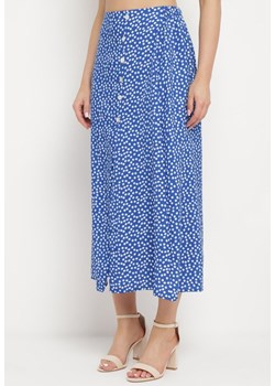 Niebieska Spódnica z Gumką w Pasie z Rozcięciem z Boku Comella ze sklepu Born2be Odzież w kategorii Spódnice - zdjęcie 172005071