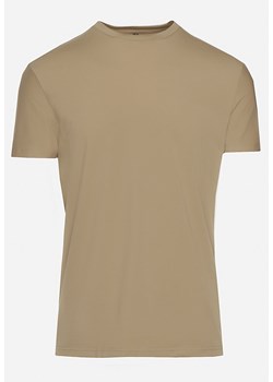Ciemnobeżowa Koszulka Bawełniana o Klasycznym Kroju Xloette ze sklepu Born2be Odzież w kategorii T-shirty męskie - zdjęcie 172005120