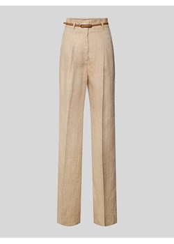 Spodnie lniane z paskiem model ‘TREVISO’ ze sklepu Peek&Cloppenburg  w kategorii Spodnie damskie - zdjęcie 172005472