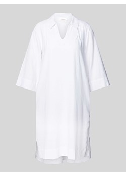 Sukienka lniana o długości do kolan z kołnierzem z lamówką ze sklepu Peek&Cloppenburg  w kategorii Sukienki - zdjęcie 172005760