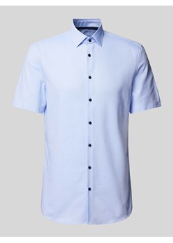 Koszula biznesowa o kroju slim fit z drobnym wzorem i kołnierzykiem typu kent ze sklepu Peek&Cloppenburg  w kategorii Koszule męskie - zdjęcie 172005853