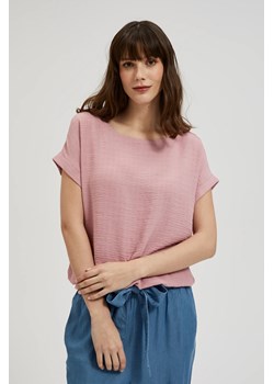 Koszula z krótkimi podwiniętymi rękawami różowa ze sklepu Moodo.pl w kategorii Bluzki damskie - zdjęcie 172007371