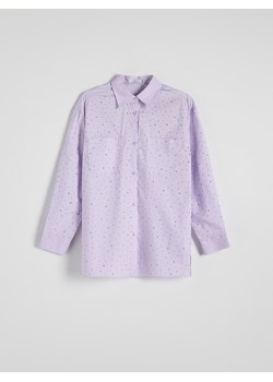 Reserved - Bawełniana koszula z aplikacjami strasu - lawendowy ze sklepu Reserved w kategorii Koszule damskie - zdjęcie 172008032