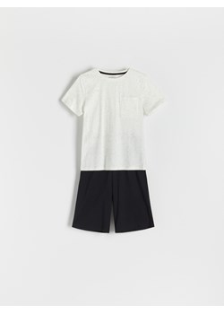 Reserved - Bawełniana piżama z szortami - złamana biel ze sklepu Reserved w kategorii Piżamy dziecięce - zdjęcie 172008073