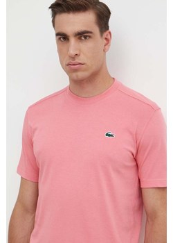 Lacoste t-shirt męski kolor różowy gładki ze sklepu PRM w kategorii T-shirty męskie - zdjęcie 172009290