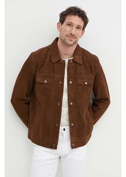 Pepe Jeans kurtka zamszowa VRYSON męska kolor brązowy przejściowa PM402963 ze sklepu ANSWEAR.com w kategorii Kurtki męskie - zdjęcie 172009692