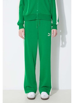 Puma spodnie dresowe ICONIC T7 kolor zielony wzorzyste 625411 ze sklepu PRM w kategorii Spodnie damskie - zdjęcie 172010090