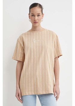 Karl Kani t-shirt bawełniany damski kolor beżowy ze sklepu ANSWEAR.com w kategorii Bluzki damskie - zdjęcie 172010360