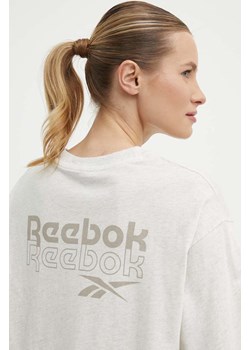 Reebok t-shirt bawełniany damski kolor beżowy 100075401 ze sklepu ANSWEAR.com w kategorii Bluzki damskie - zdjęcie 172010374