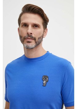 Karl Lagerfeld t-shirt męski kolor niebieski z aplikacją 542221.755026 ze sklepu ANSWEAR.com w kategorii T-shirty męskie - zdjęcie 172010423