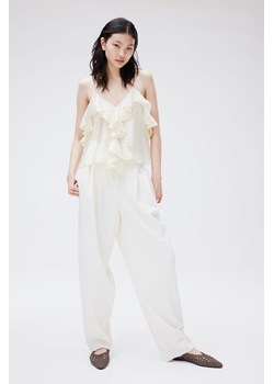 H & M - Top na ramiączkach zdobiony falbaną - Biały ze sklepu H&M w kategorii Bluzki damskie - zdjęcie 172010823