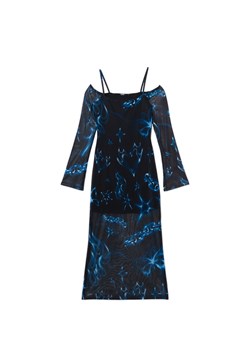 Cropp - Sukienka midi z siateczką - wielobarwny ze sklepu Cropp w kategorii Sukienki - zdjęcie 172011230