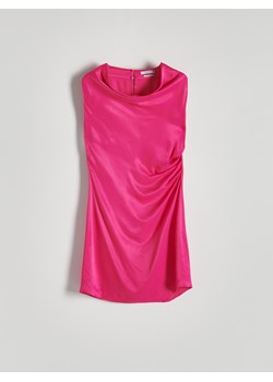 Reserved - Satynowa sukienka mini - fuksja ze sklepu Reserved w kategorii Sukienki - zdjęcie 172011672
