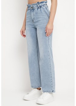 Niebieskie Spodnie Jeansy z Wysokim Stanem i Szerokimi Nogawkami Quicia ze sklepu Born2be Odzież w kategorii Jeansy damskie - zdjęcie 172018693