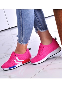 Różowe wiązane buty sportowe /D1-3 11999 T192/ ze sklepu Pantofelek24.pl w kategorii Buty sportowe damskie - zdjęcie 172020442