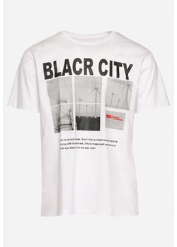 Biała Koszulka Bawełniana z Dużym Nadrukiem Ercia ze sklepu Born2be Odzież w kategorii T-shirty męskie - zdjęcie 172022553