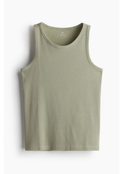 H & M - Prążkowana koszulka Slim Fit - Zielony ze sklepu H&M w kategorii Bluzki damskie - zdjęcie 172025161