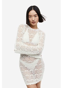 H & M - Sukienka z ażurowej dzianiny - Biały ze sklepu H&M w kategorii Odzież plażowa - zdjęcie 172025381