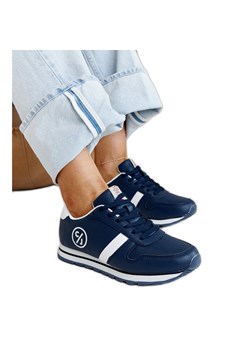 Granatowe sneakersy damskie Cross Jeans niebieskie ze sklepu ButyModne.pl w kategorii Buty sportowe damskie - zdjęcie 172025440