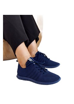 Granatowe sneakersy sportowe Shukornia niebieskie ze sklepu ButyModne.pl w kategorii Buty sportowe damskie - zdjęcie 172025452