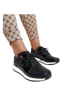 Czarne skórzane sneakersy z metalowa wstawką Rida ze sklepu ButyModne.pl w kategorii Buty sportowe damskie - zdjęcie 172025480