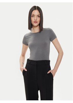 Gina Tricot T-Shirt 21287 Szary Slim Fit ze sklepu MODIVO w kategorii Bluzki damskie - zdjęcie 172028911