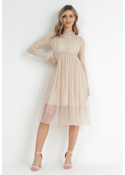 Beżowa Sukienka Jynerris ze sklepu Born2be Odzież w kategorii Sukienki - zdjęcie 172030291