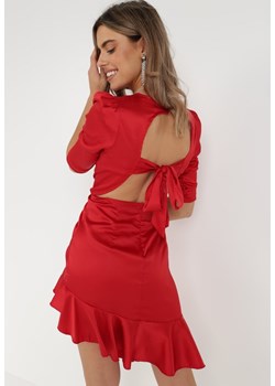 Czerwona Sukienka Satynowa Achine ze sklepu Born2be Odzież w kategorii Sukienki - zdjęcie 172030521