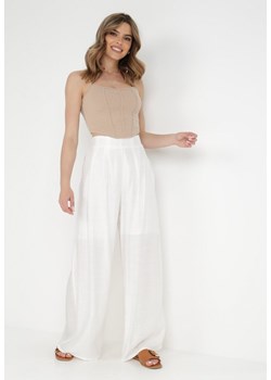 Białe Spodnie Harmiera ze sklepu Born2be Odzież w kategorii Spodnie damskie - zdjęcie 172030651