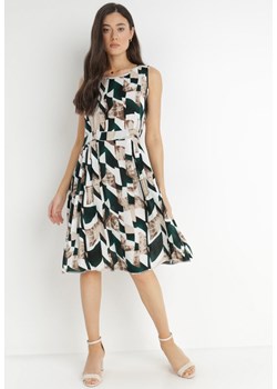 Beżowo-Zielona Sukienka Hobny ze sklepu Born2be Odzież w kategorii Sukienki - zdjęcie 172030863
